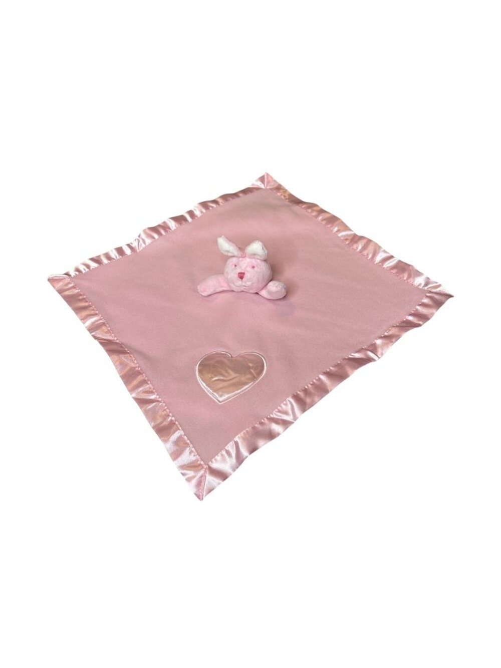 Soft Comfy Baby Boom Baby Lovey Security Blanket Bunny Plush Satin Ruffle Trim